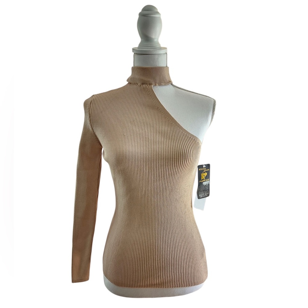 One-Shoulder Tan Sweater